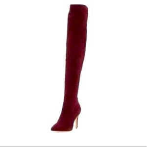 Joie Suede Over-the-Knee Boot, Maroon, Size 38/8 Retail $575